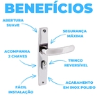 Fechadura Para Porta Externa Aço Inox Polido Cromado | Alianç